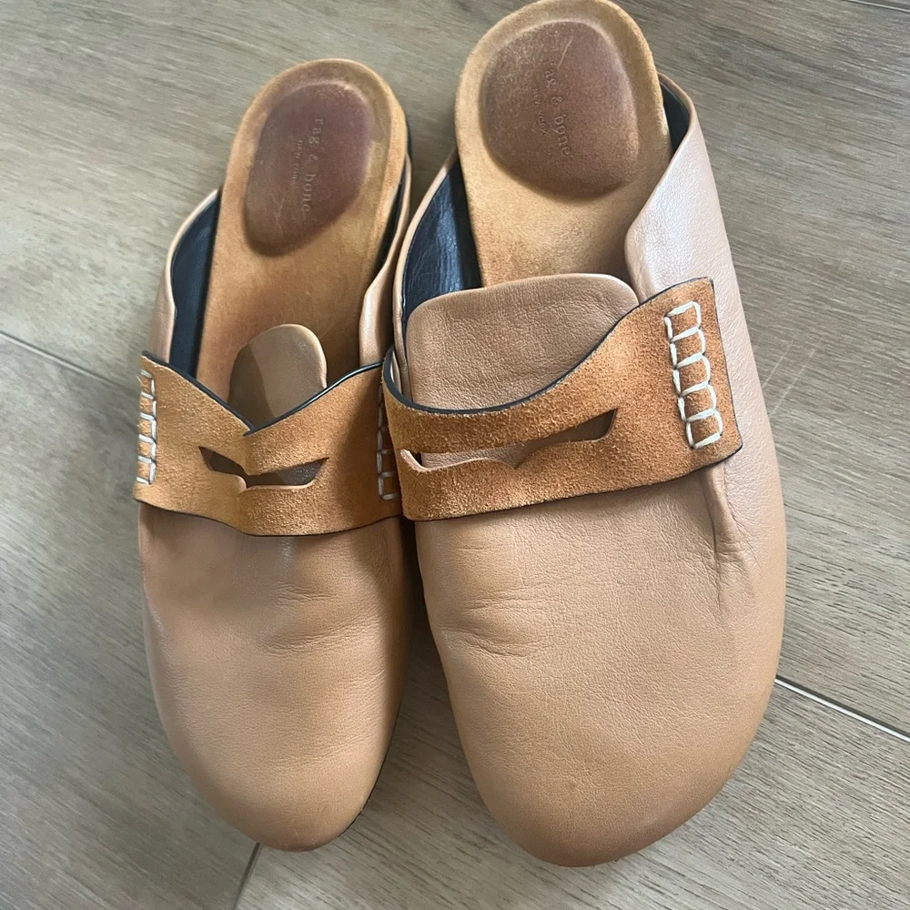 Rag & Bone Ansley Loafer Mule in Cinnamon Leather size 37.5 (US 7.5) - Picture 4 of 10